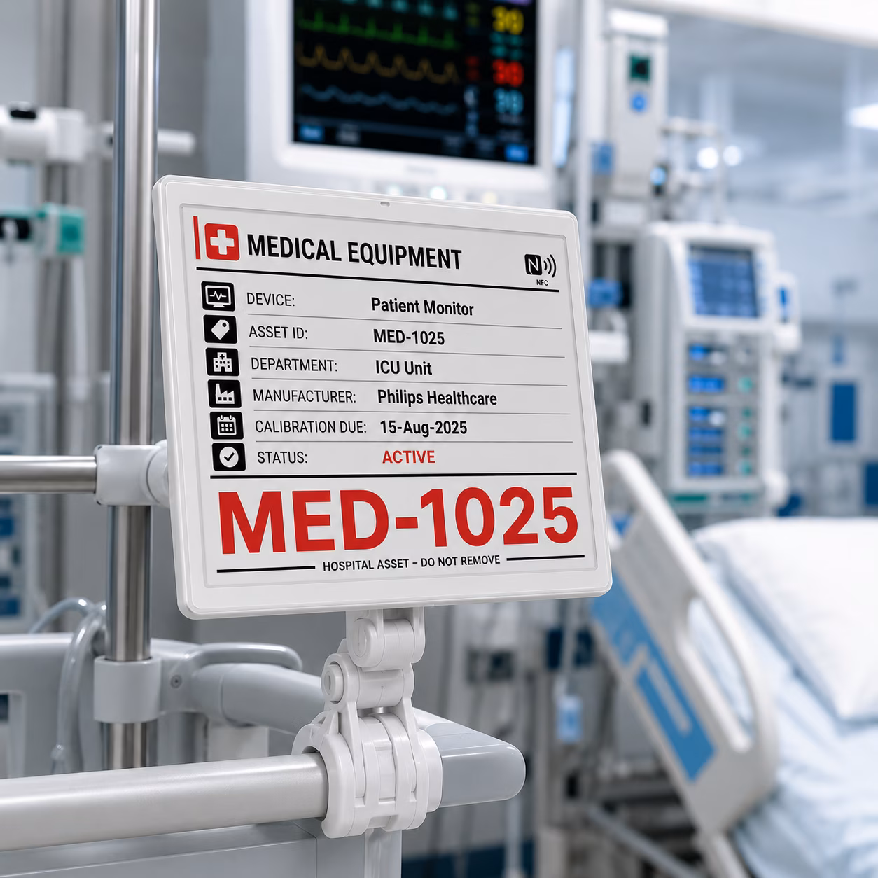 Medical equipment label display illustration