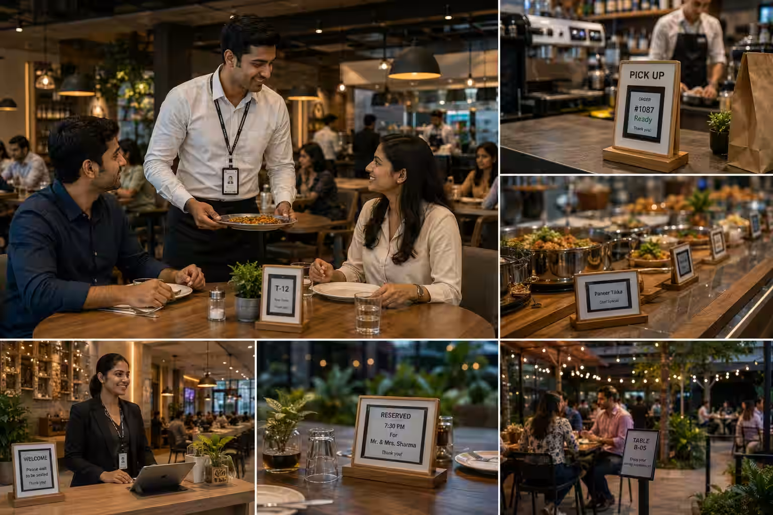 Display labels and badges in restaurant settings