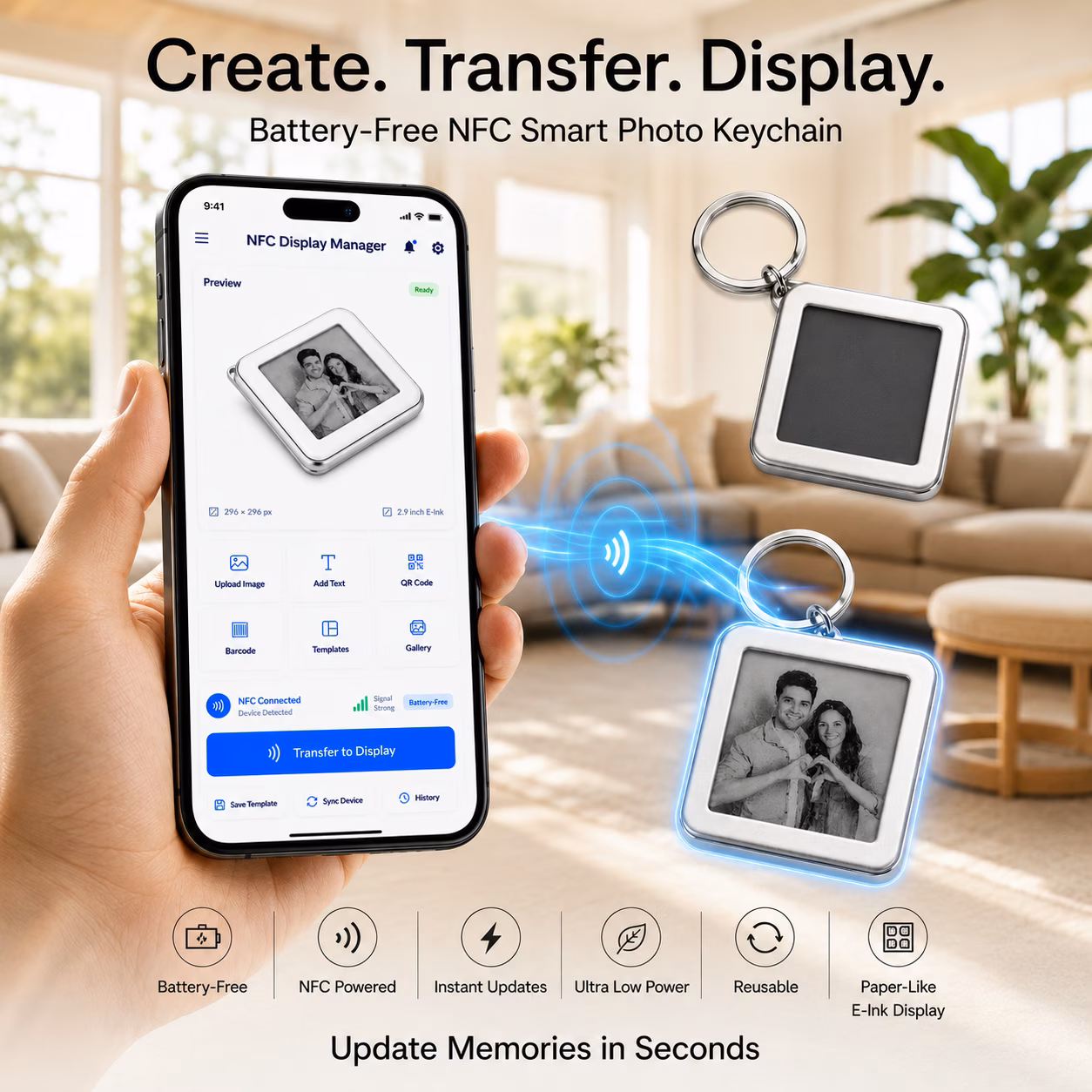 Key chain display and example phone app concept 1