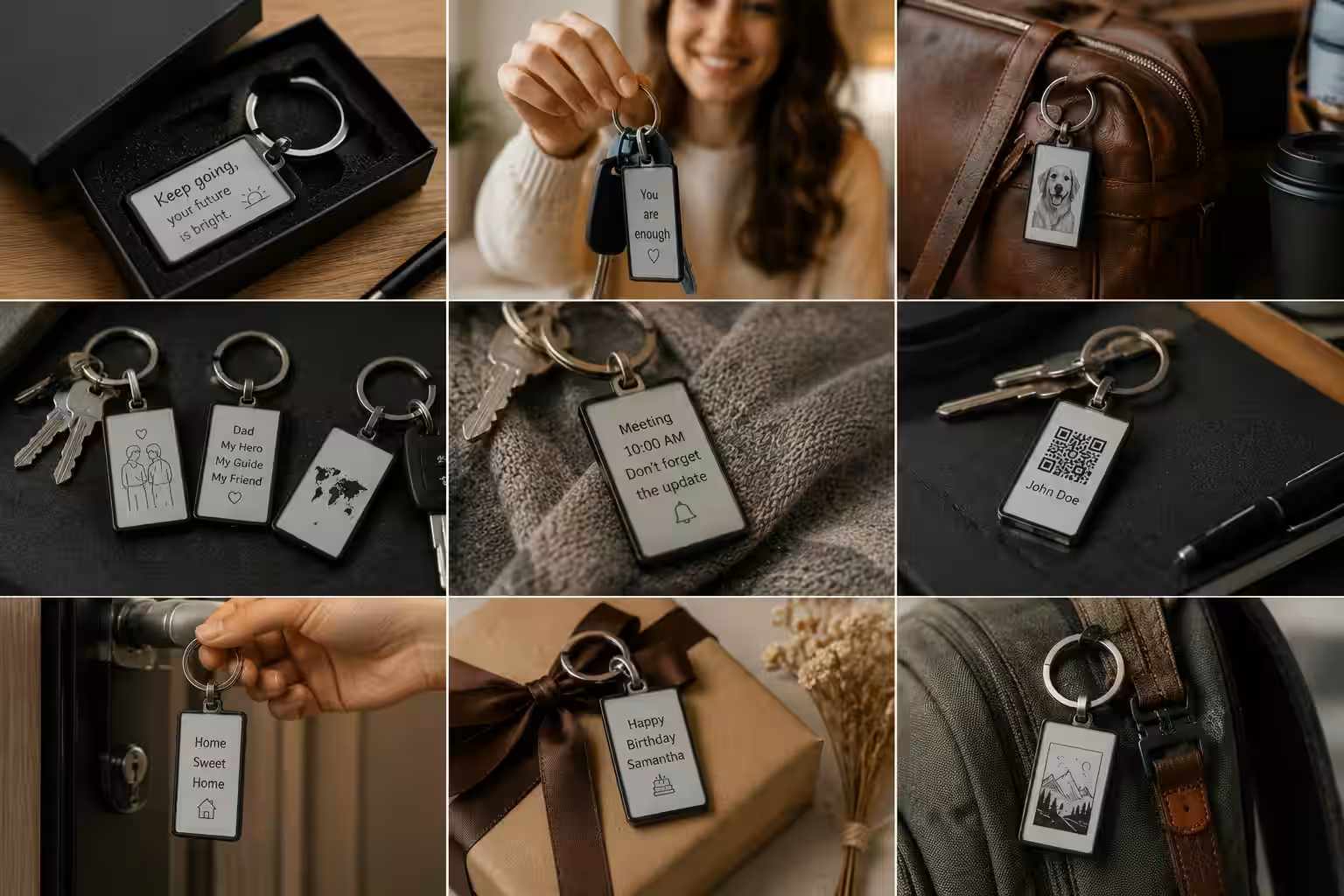 Photo and message display key-chains as gifts